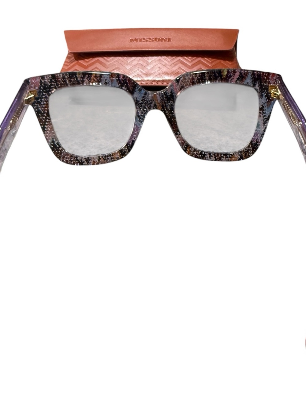 Missoni Purple Leopard Pattern Sunglasses MIS0126/S Square Acetate - Picture 4 of 10